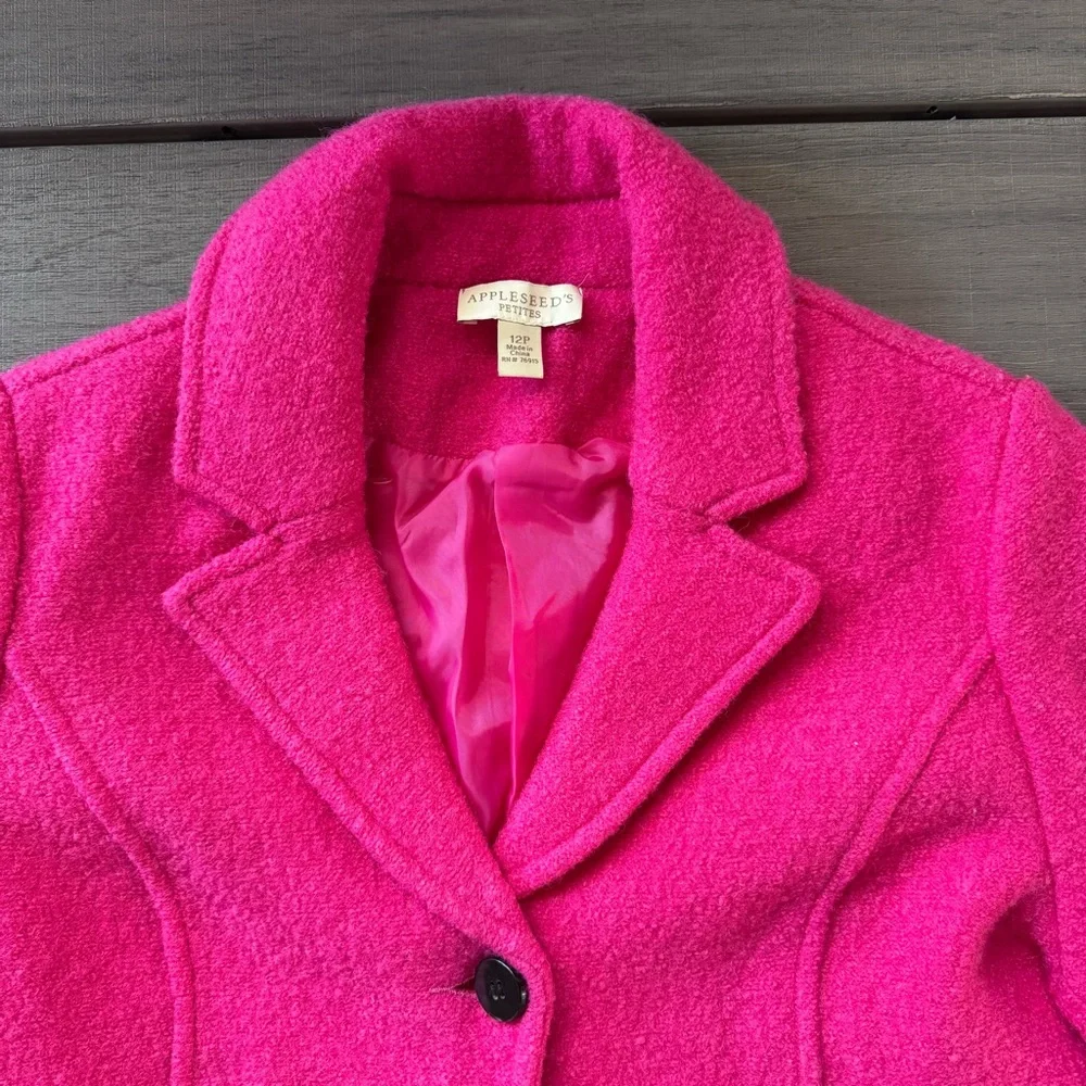 Appleseed's Petites Women’s Hot Pink‎ Boiled Wool Lined Pea Coat Size 12P